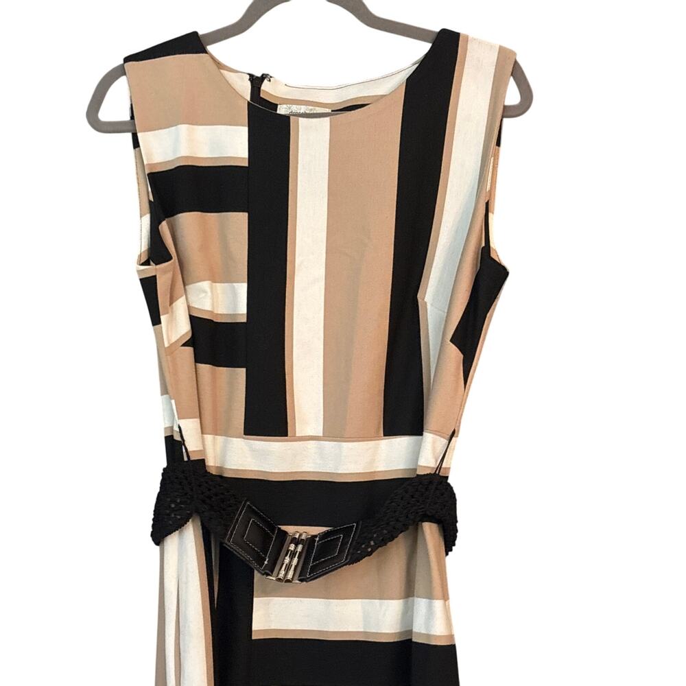 Dress Barn Sleeveless Dress Career Office 12 Belted Fitted Srtetch Stylish